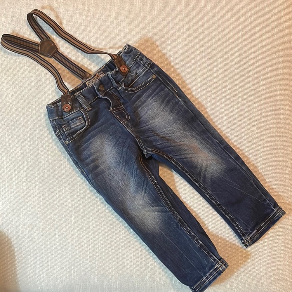 💔 SOLD 💔 Mayoral Baby Jeans with Suspenders